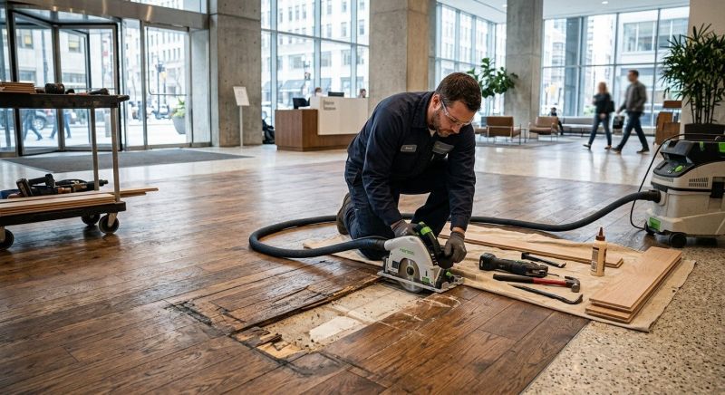 Our team working on Wood Floor Service projects in Chandler, AZ